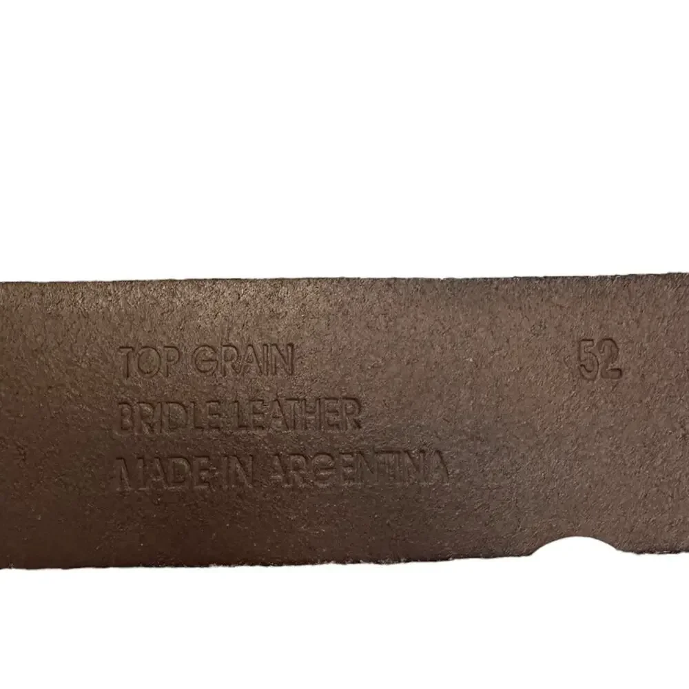 Carhartt Mens Size 52 Brown Leather Belt with Brass Buckle